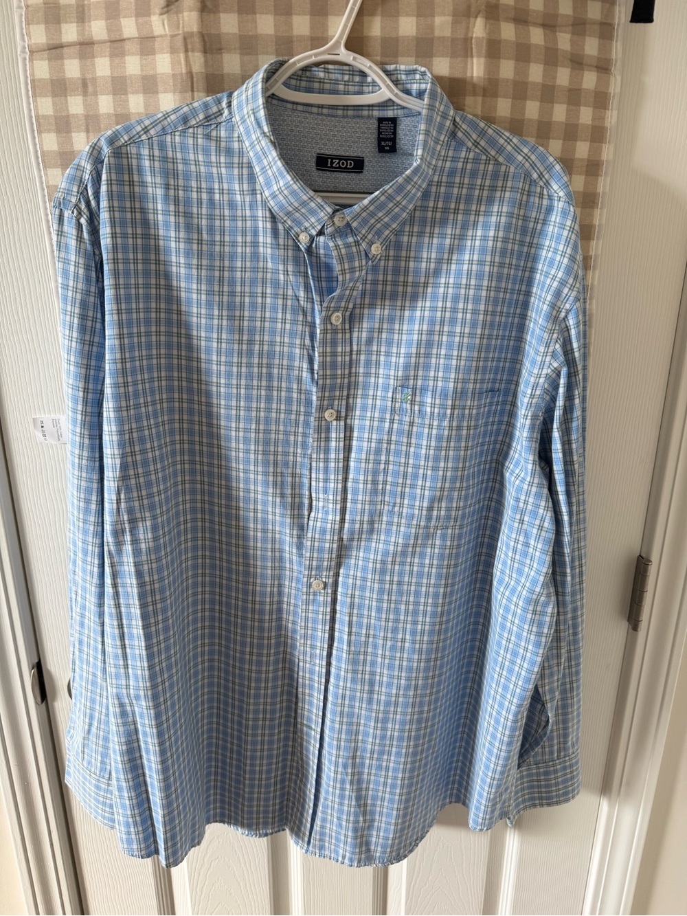 Izod Long sleeve Light Blue Plaid Button-Down Shirt